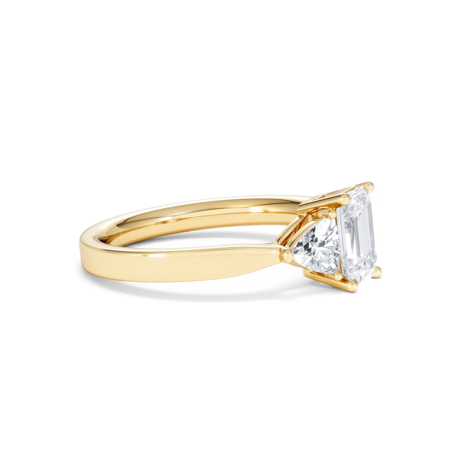 Aurora Lab Diamond Emerald Cut and Trillion 1.70ct Ring in 18K Gold F/VS1 - Image 26