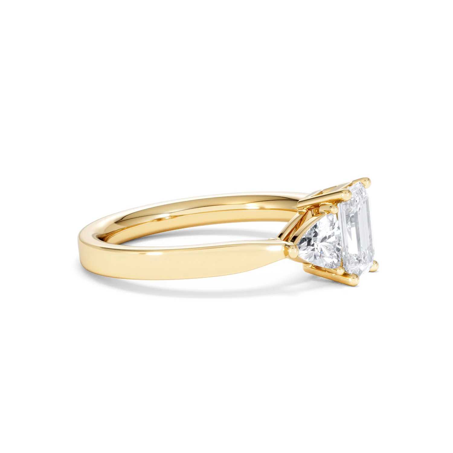 Aurora Lab Diamond Emerald Cut and Trillion 1.70ct Ring in 18K Gold F/VS1 - Image 27