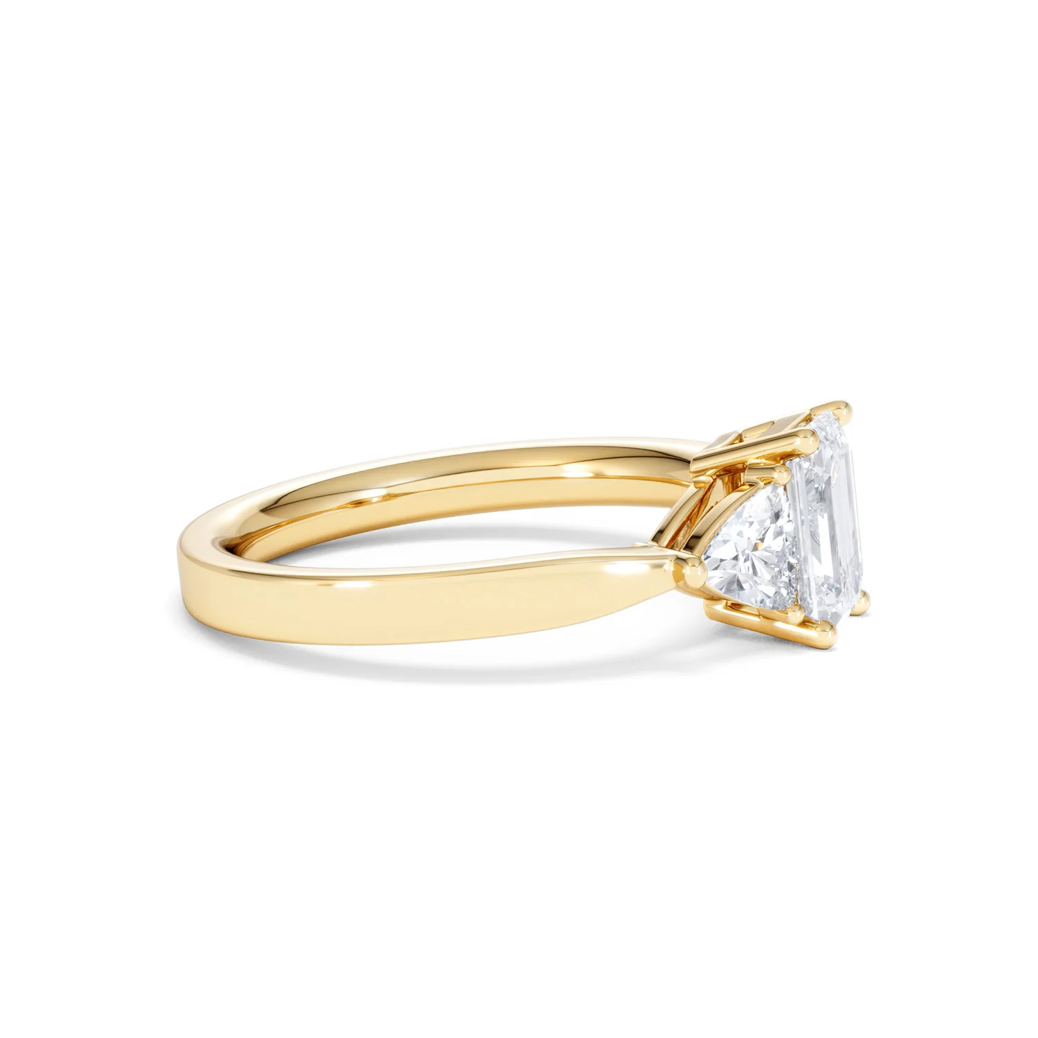 Aurora Lab Diamond Emerald Cut and Trillion 1.70ct Ring in 18K Gold F/VS1 - Image 28