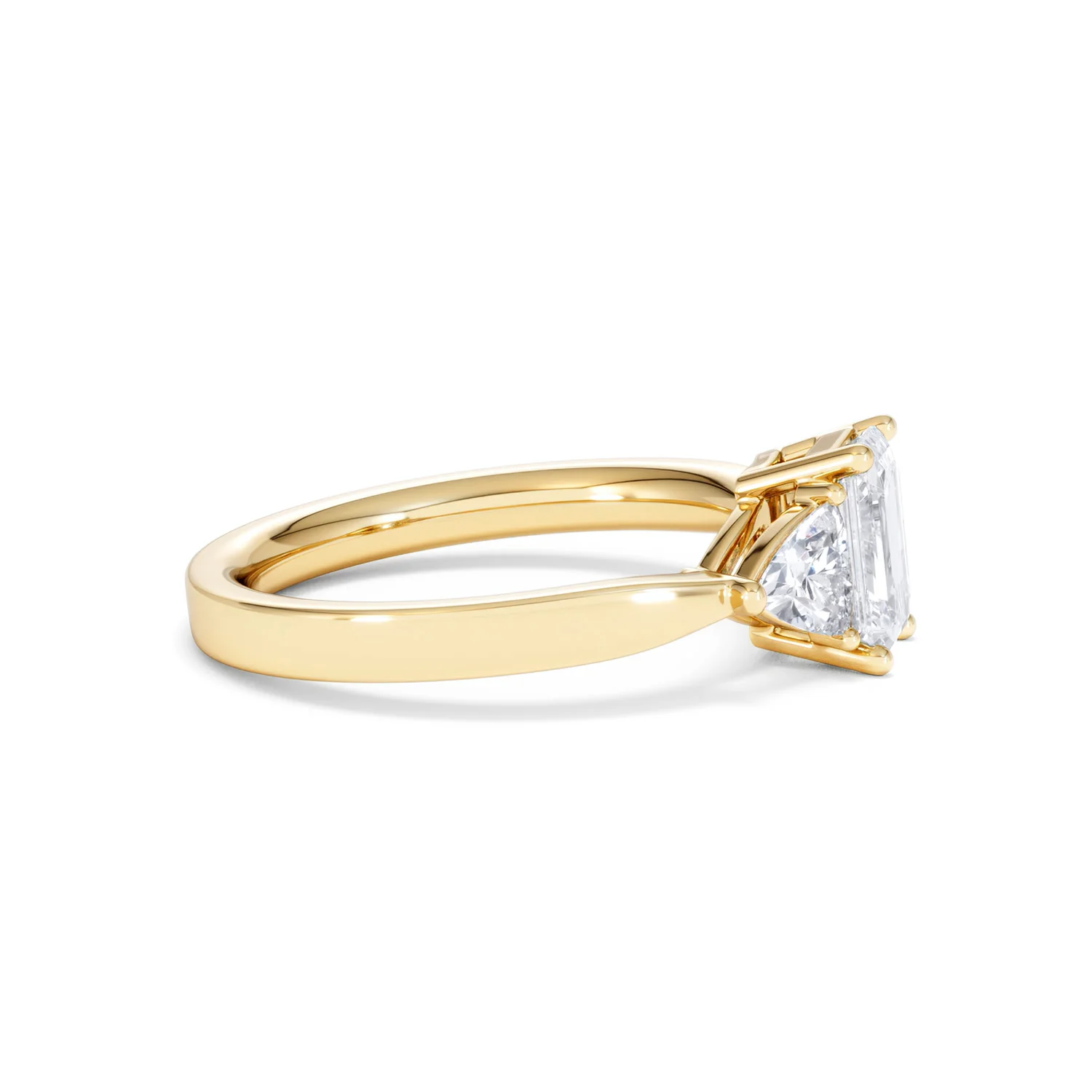 Aurora Lab Diamond Emerald Cut and Trillion 1.70ct Ring in 18K Gold F/VS1 - Image 29