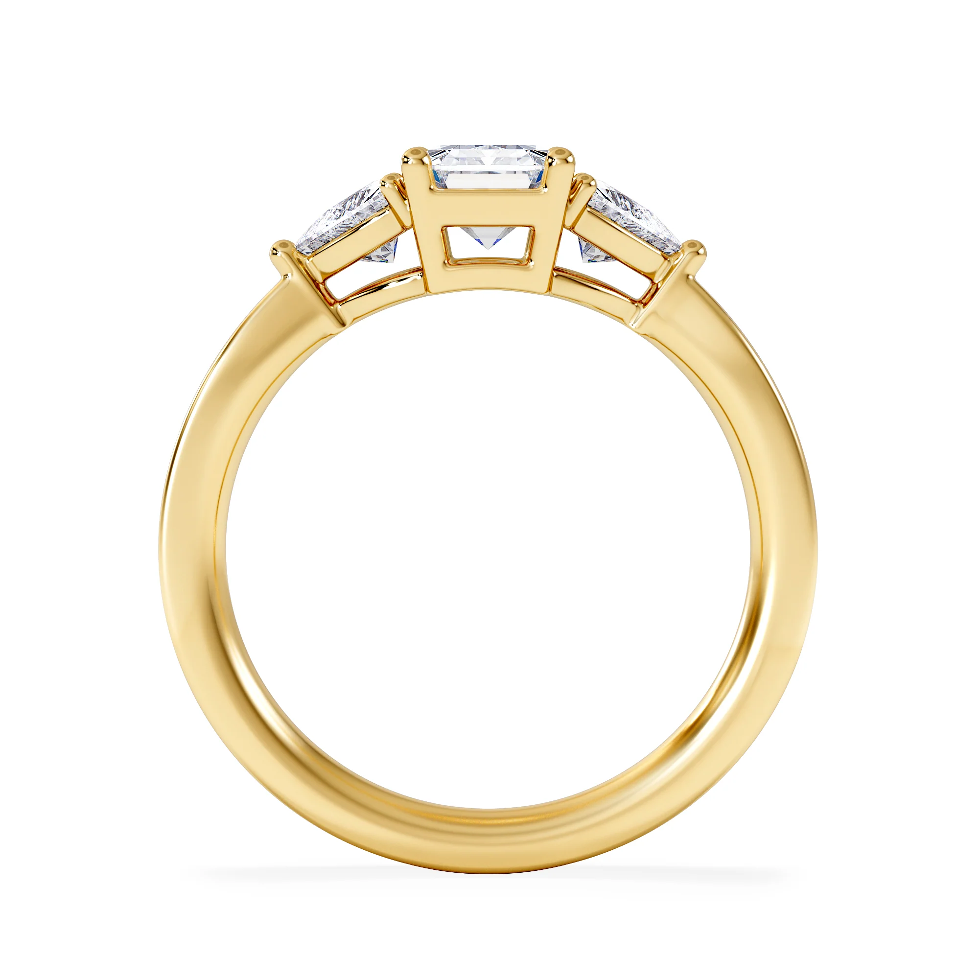Aurora Lab Diamond Emerald Cut and Trillion 1.70ct Ring in 18K Gold F/VS1 - Image 3