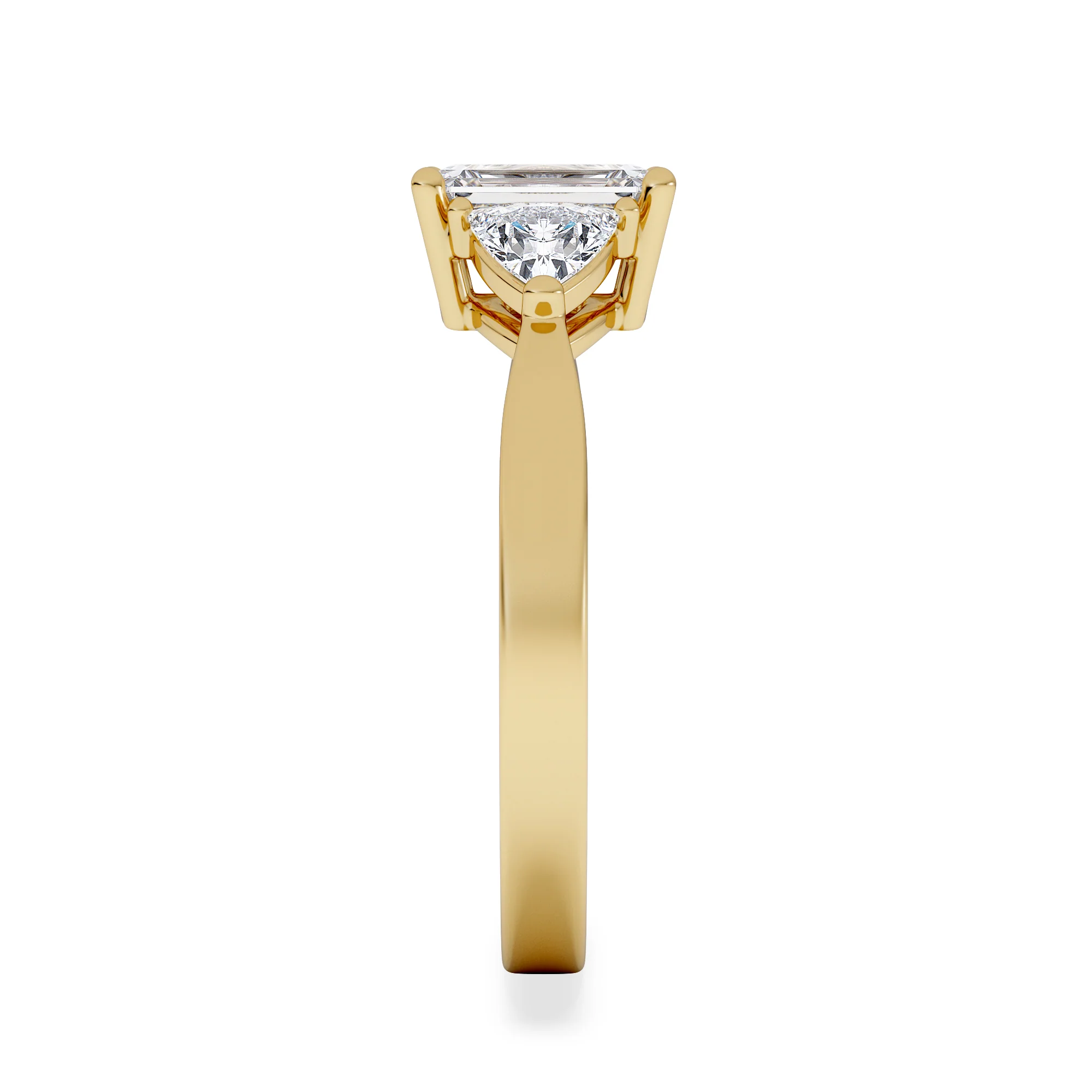 Aurora Lab Diamond Emerald Cut and Trillion 1.70ct Ring in 18K Gold F/VS1 - Image 5