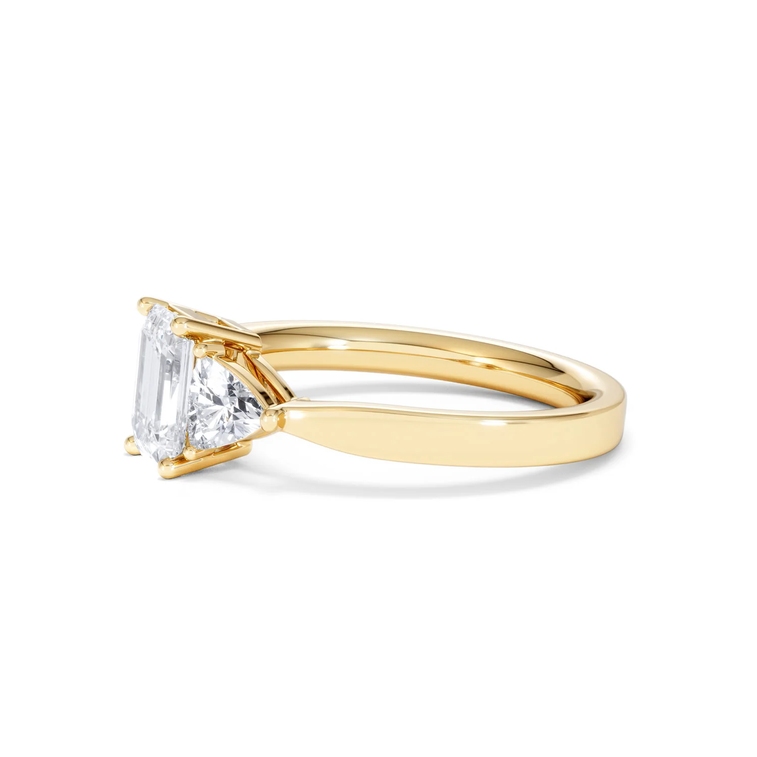 Aurora Lab Diamond Emerald Cut and Trillion 1.70ct Ring in 18K Gold F/VS1 - Image 77
