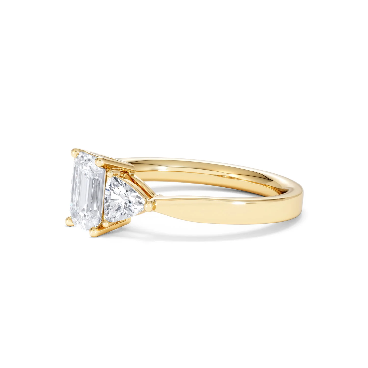 Aurora Lab Diamond Emerald Cut and Trillion 1.70ct Ring in 18K Gold F/VS1 - Image 79