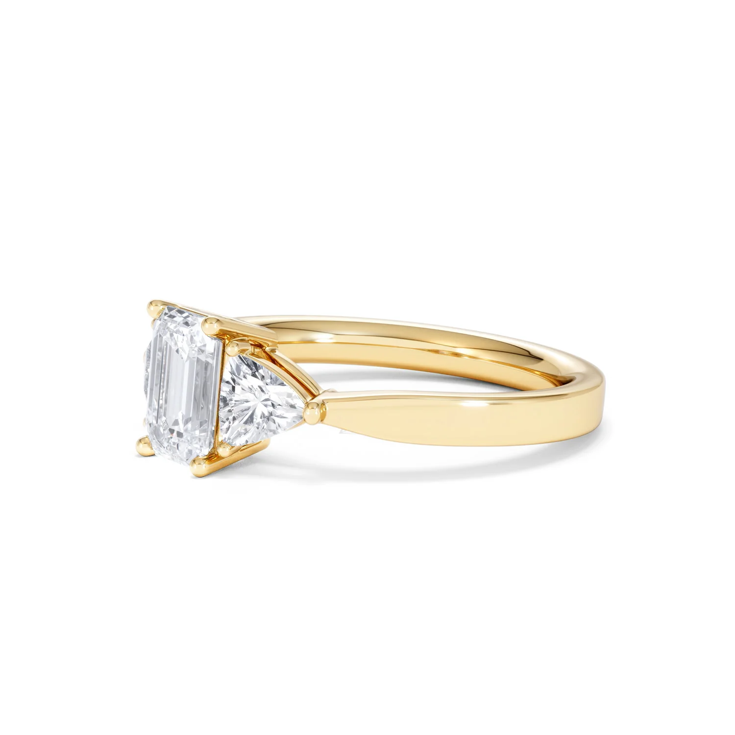 Aurora Lab Diamond Emerald Cut and Trillion 1.70ct Ring in 18K Gold F/VS1 - Image 80