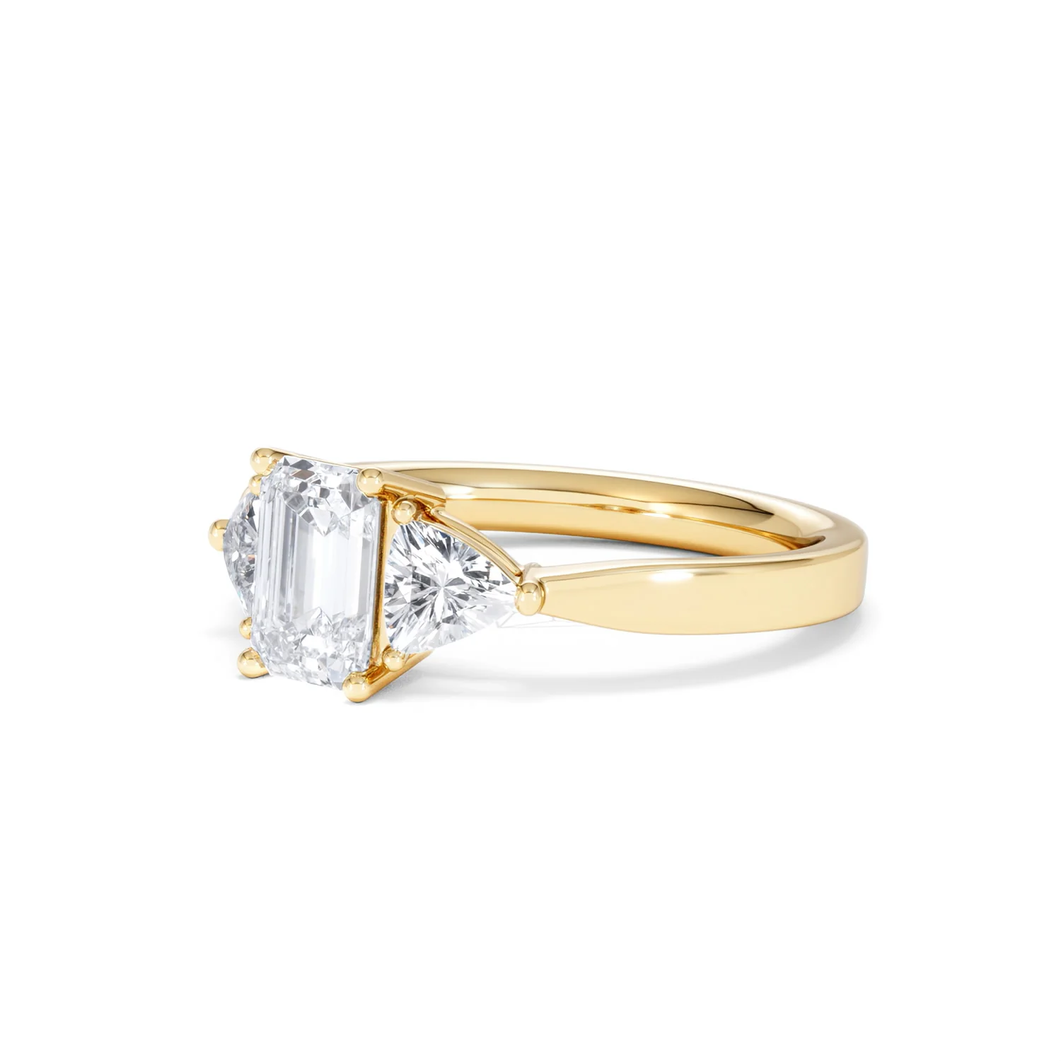 Aurora Lab Diamond Emerald Cut and Trillion 1.70ct Ring in 18K Gold F/VS1 - Image 83