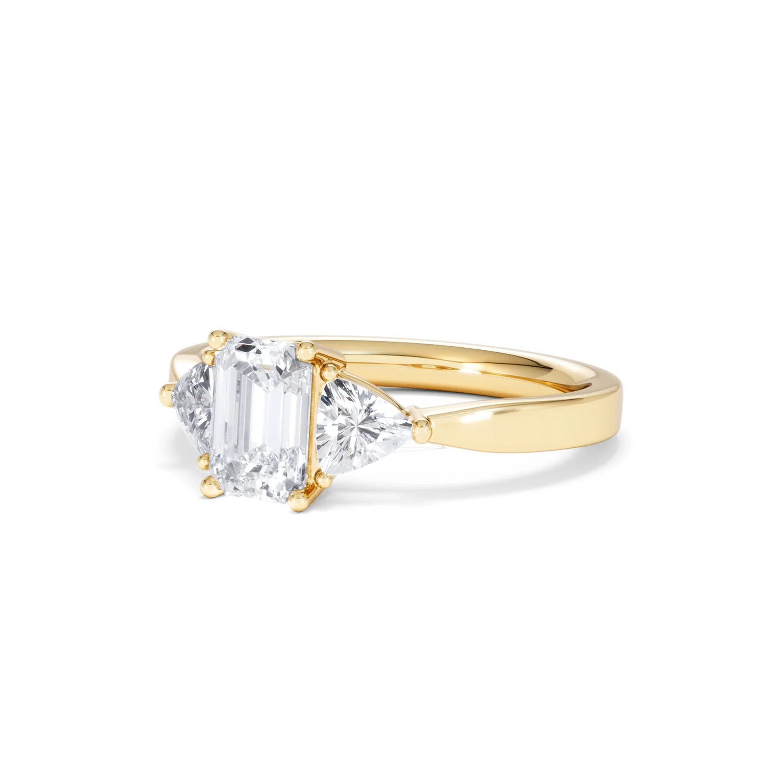 Aurora Lab Diamond Emerald Cut and Trillion 1.70ct Ring in 18K Gold F/VS1 - Image 85