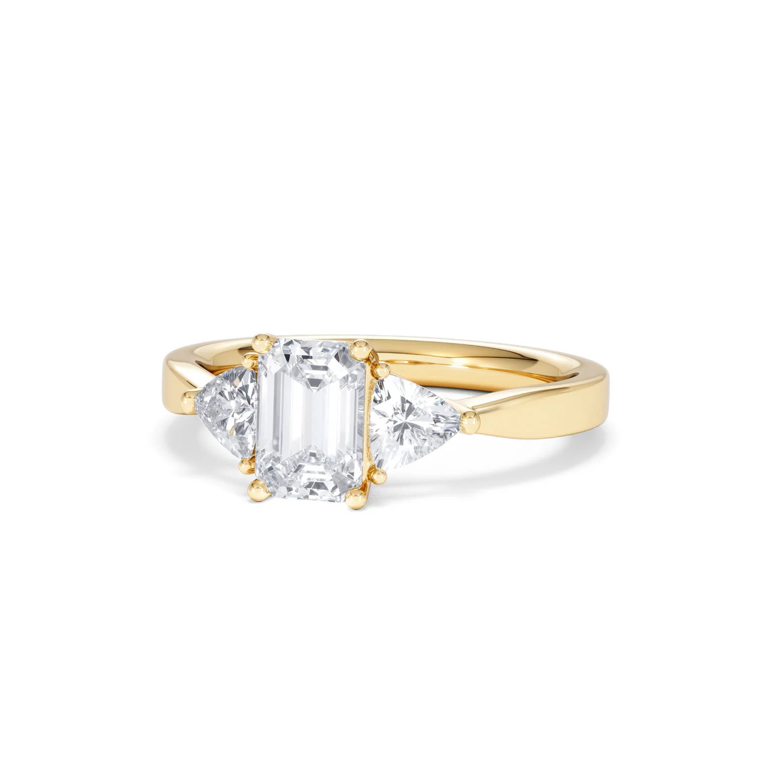 Aurora Lab Diamond Emerald Cut and Trillion 1.70ct Ring in 18K Gold F/VS1 - Image 88