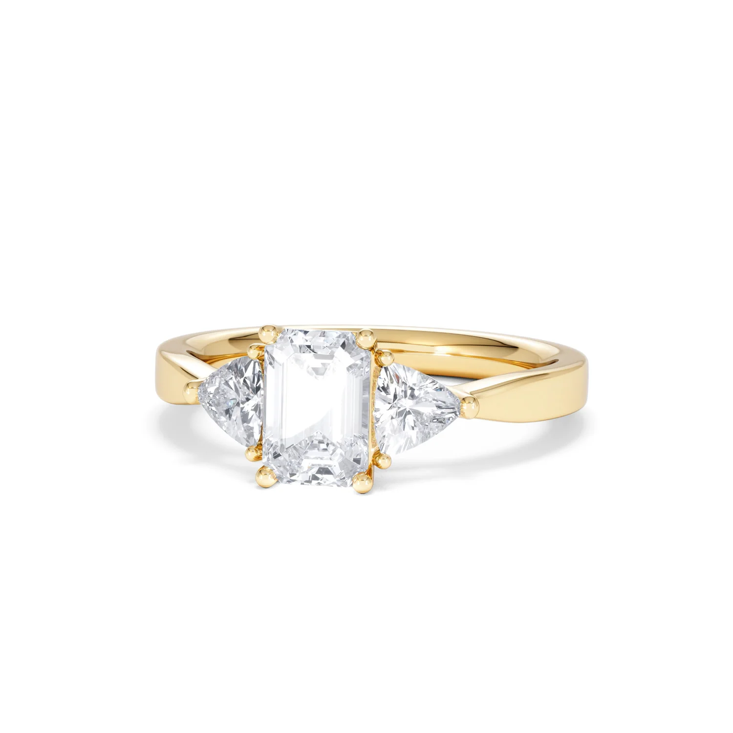 Aurora Lab Diamond Emerald Cut and Trillion 1.70ct Ring in 18K Gold F/VS1 - Image 89