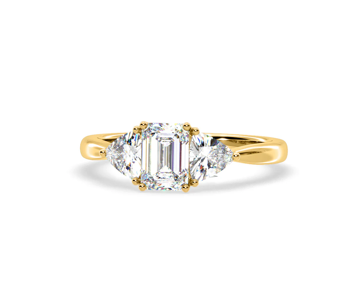 Aurora Lab Diamond Emerald Cut and Trillion 1.70ct Ring in 18K Gold F/VS1 - Image 9