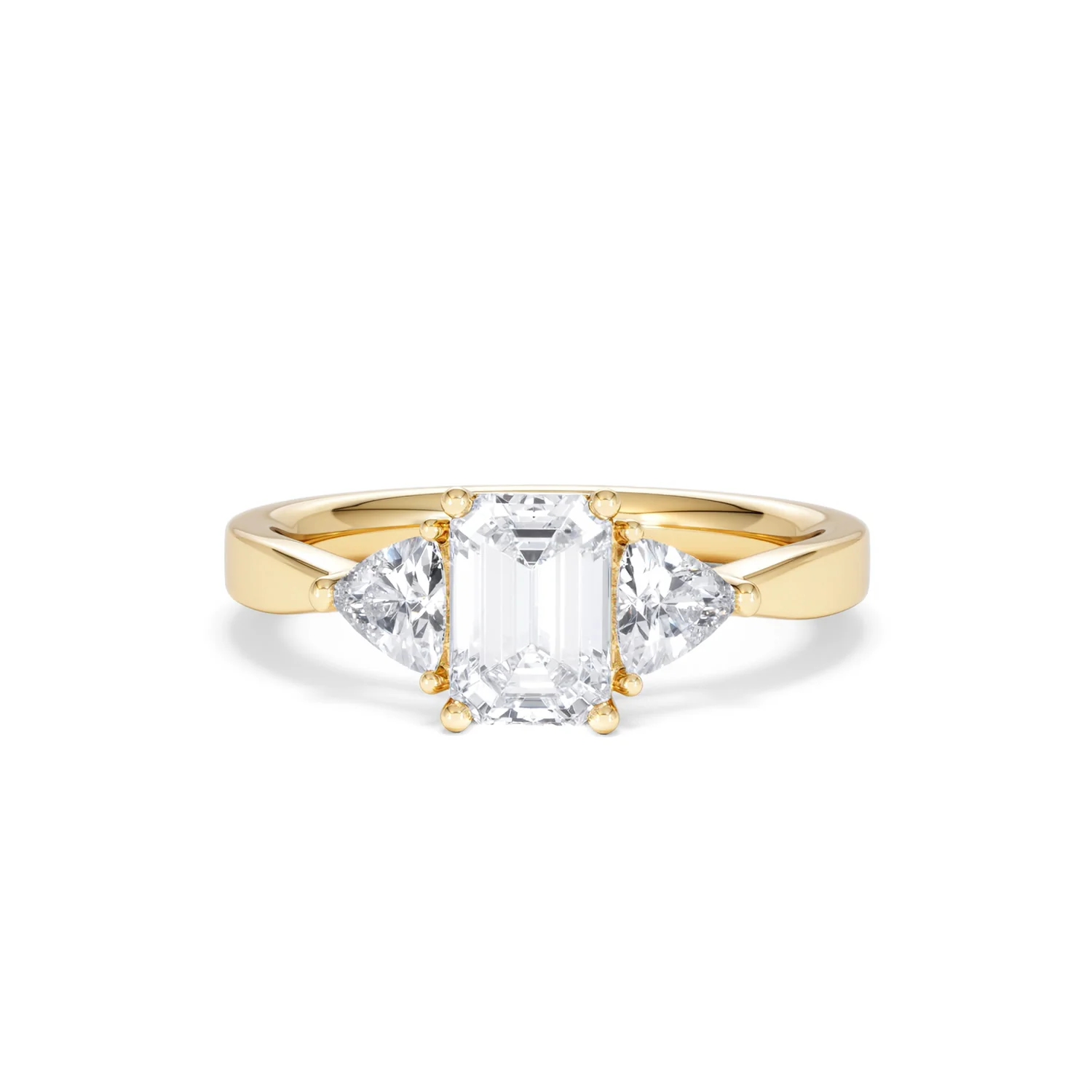 Aurora Lab Diamond Emerald Cut and Trillion 1.70ct Ring in 18K Gold F/VS1 - Image 91