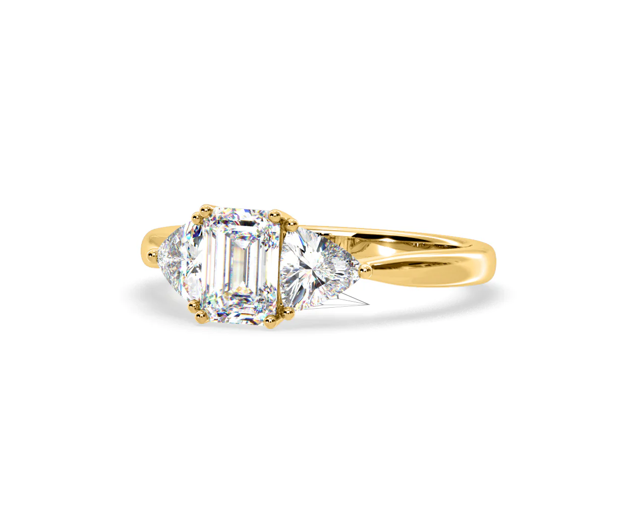 Aurora Lab Diamond Emerald Cut and Trillion 1.70ct Ring in 18K Gold F/VS1 - Image 92