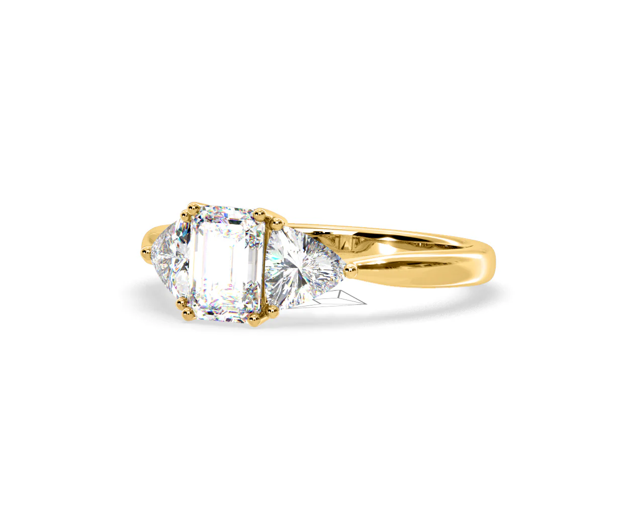 Aurora Lab Diamond Emerald Cut and Trillion 1.70ct Ring in 18K Gold F/VS1 - Image 93