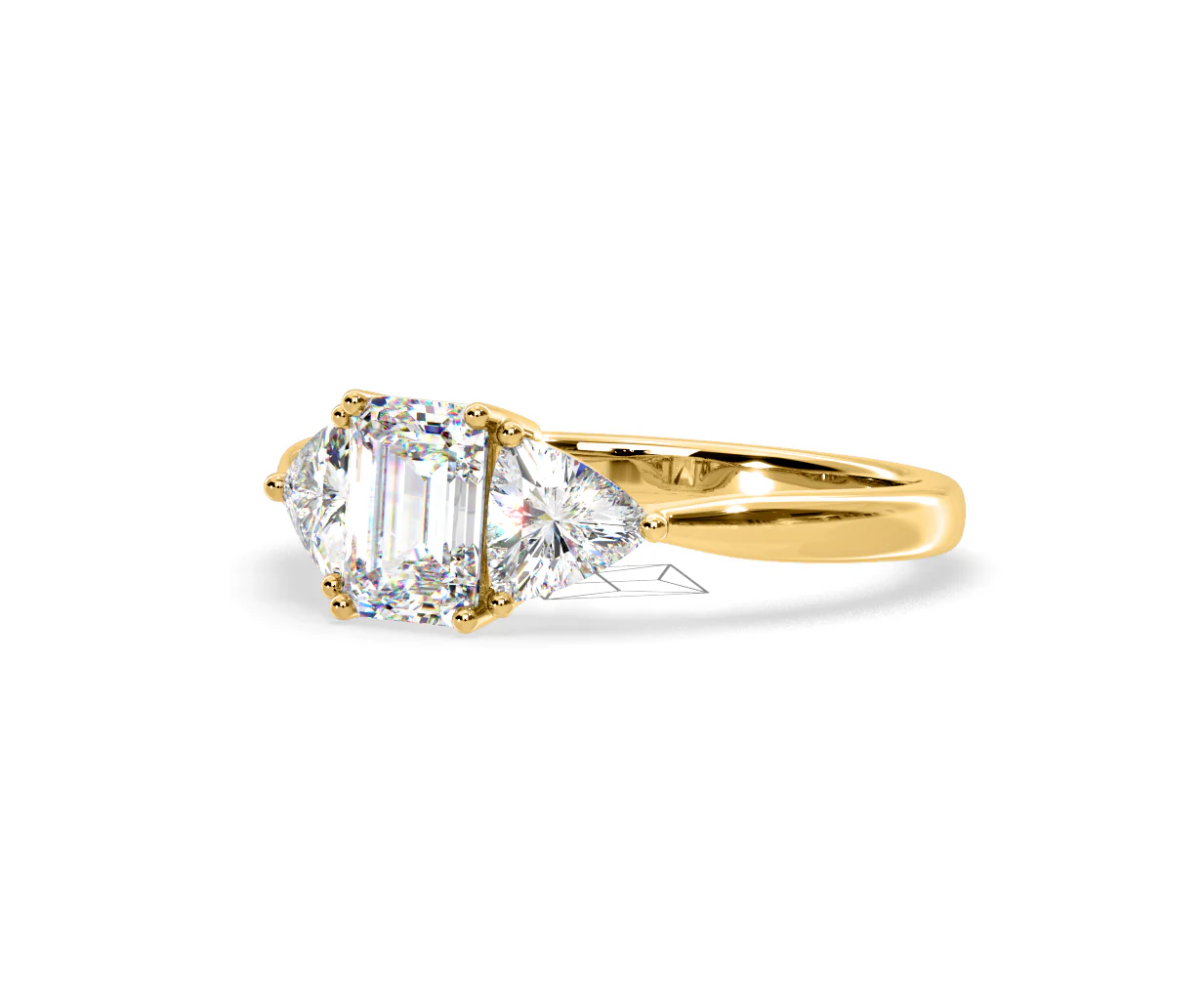 Aurora Lab Diamond Emerald Cut and Trillion 1.70ct Ring in 18K Gold F/VS1 - Image 94