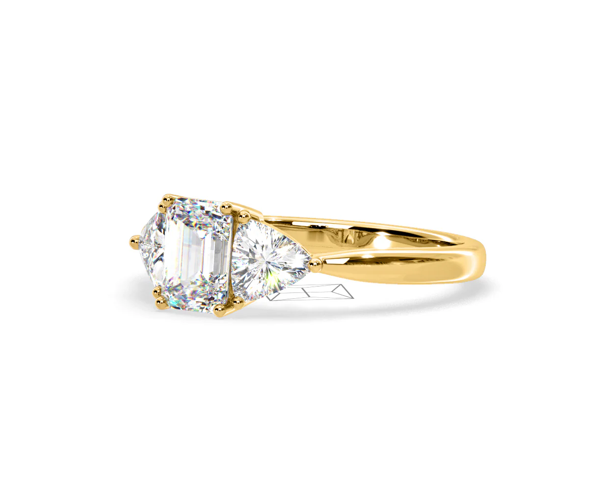 Aurora Lab Diamond Emerald Cut and Trillion 1.70ct Ring in 18K Gold F/VS1 - Image 95