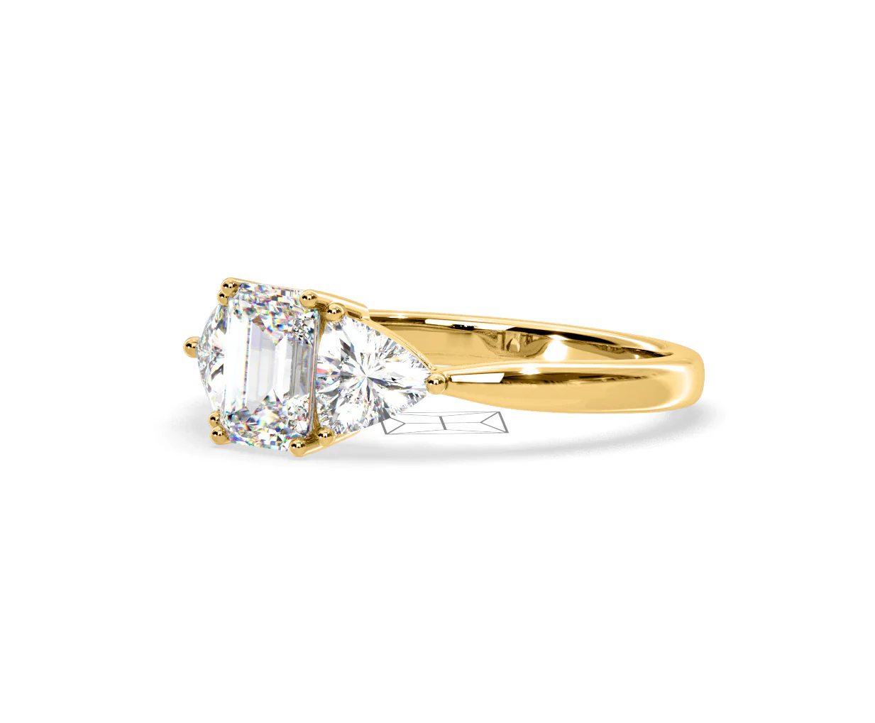 Aurora Lab Diamond Emerald Cut and Trillion 1.70ct Ring in 18K Gold F/VS1 - Image 96