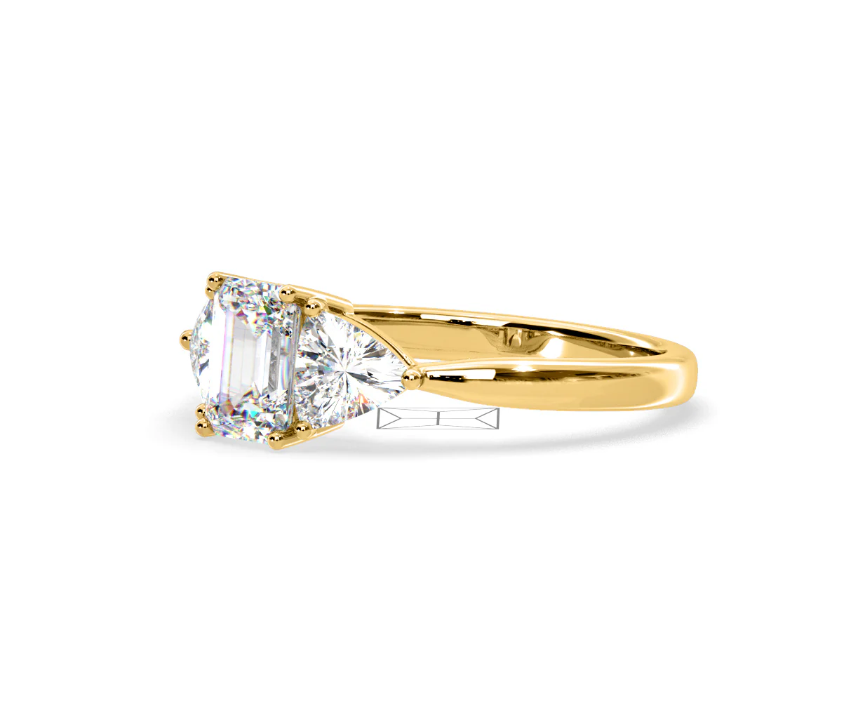 Aurora Lab Diamond Emerald Cut and Trillion 1.70ct Ring in 18K Gold F/VS1 - Image 97