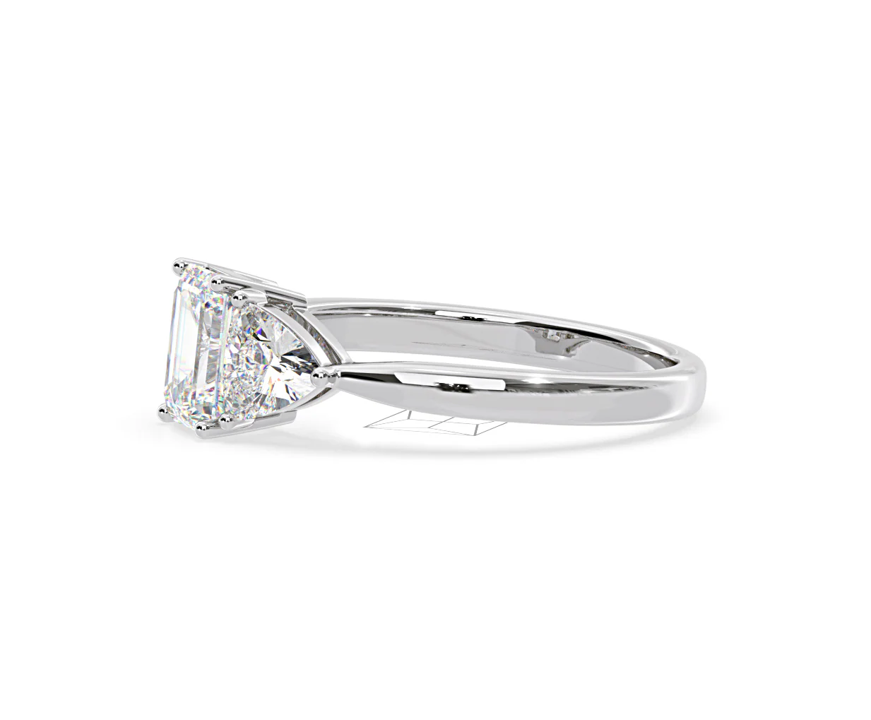 Aurora Lab Diamond Emerald Cut and Trillion1.70ct Ring in 18K White Gold F/VS1 - Image 102