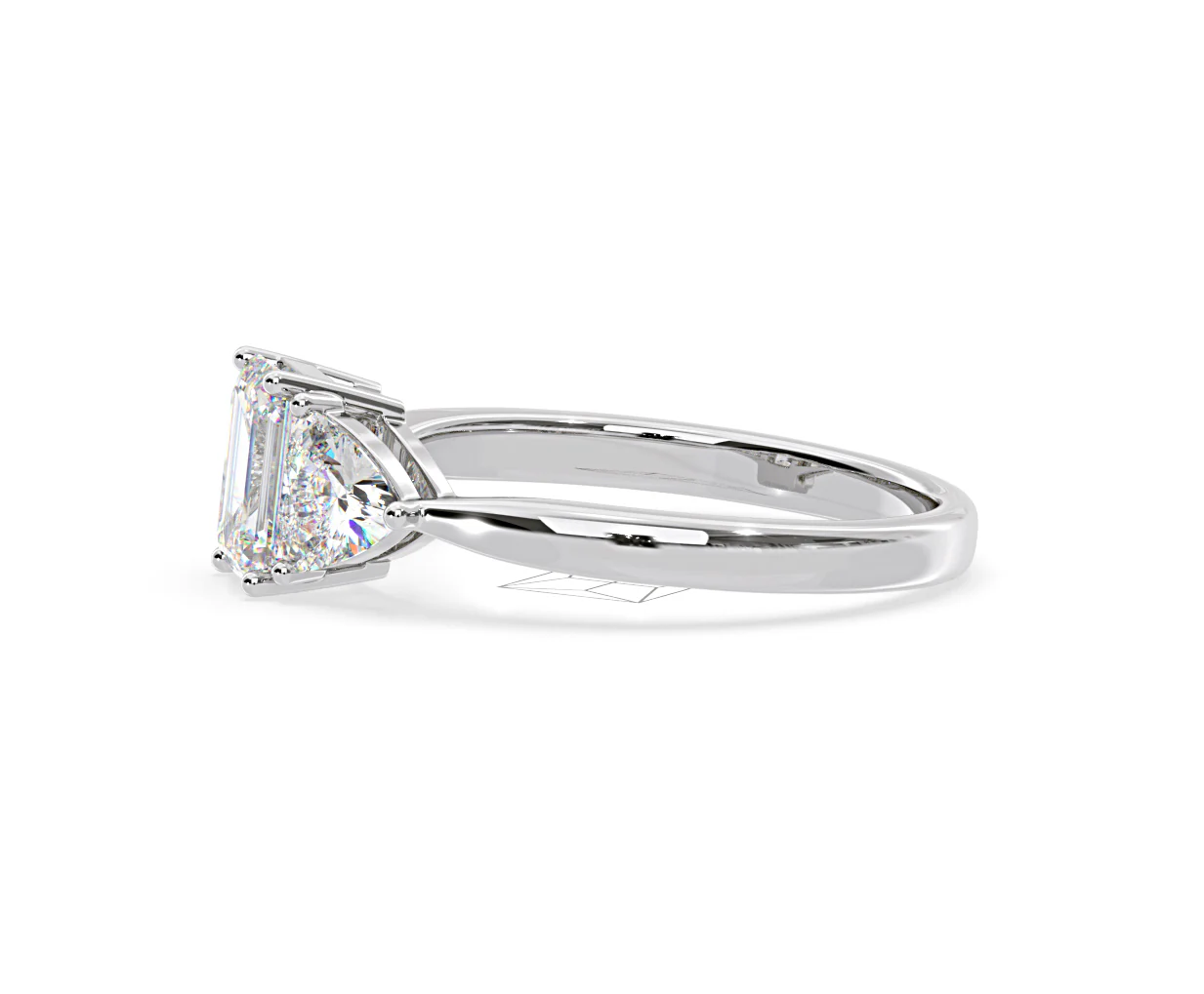 Aurora Lab Diamond Emerald Cut and Trillion1.70ct Ring in 18K White Gold F/VS1 - Image 104