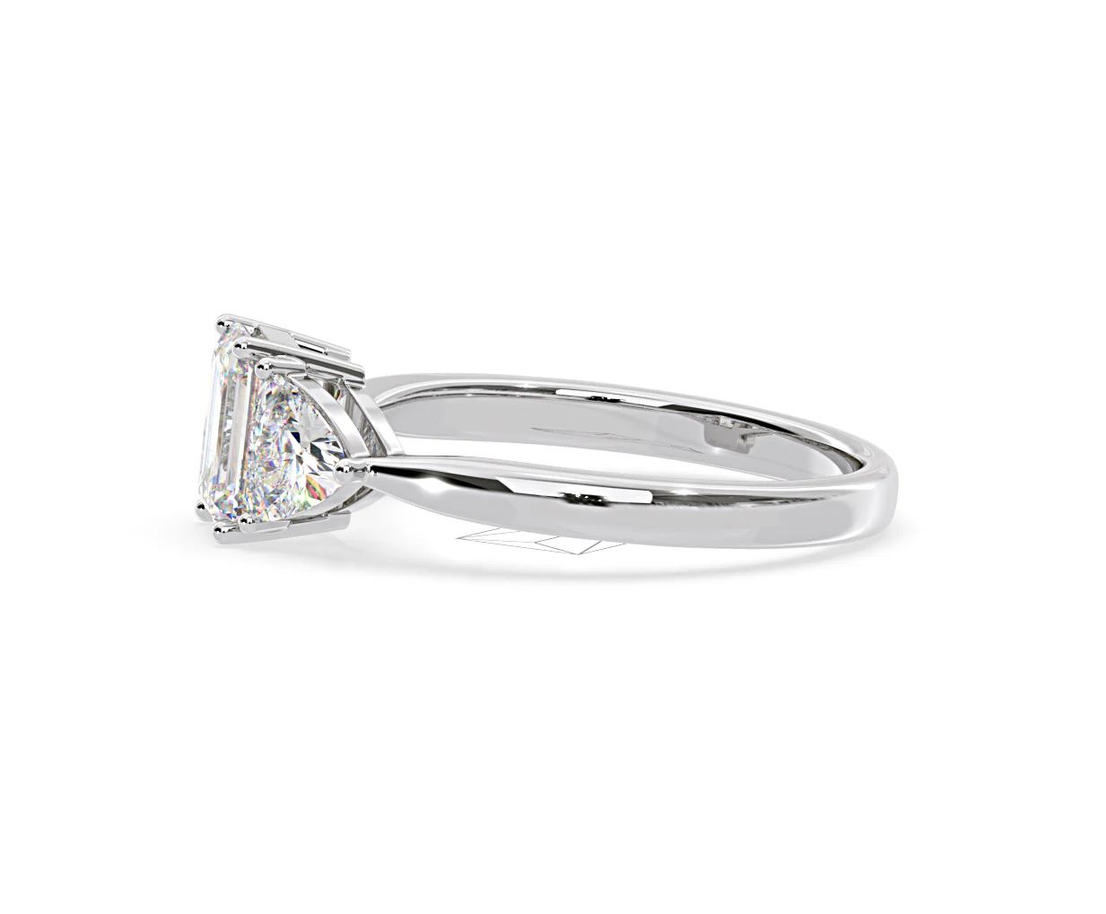 Aurora Lab Diamond Emerald Cut and Trillion1.70ct Ring in 18K White Gold F/VS1 - Image 105