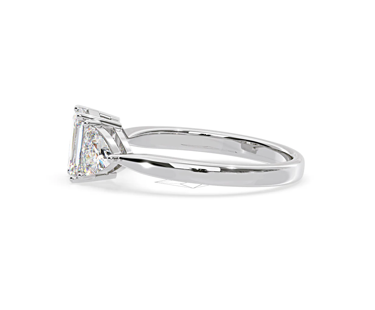 Aurora Lab Diamond Emerald Cut and Trillion1.70ct Ring in 18K White Gold F/VS1 - Image 106