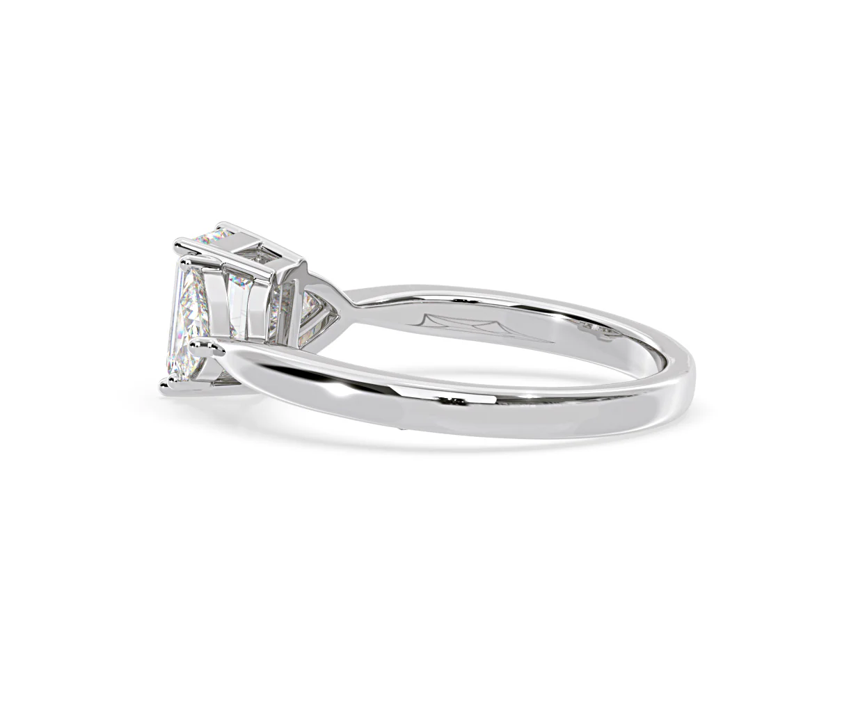 Aurora Lab Diamond Emerald Cut and Trillion1.70ct Ring in 18K White Gold F/VS1 - Image 112