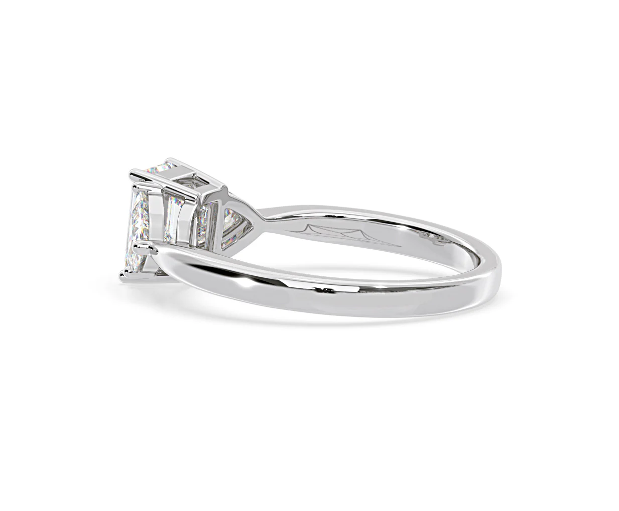 Aurora Lab Diamond Emerald Cut and Trillion1.70ct Ring in 18K White Gold F/VS1 - Image 113