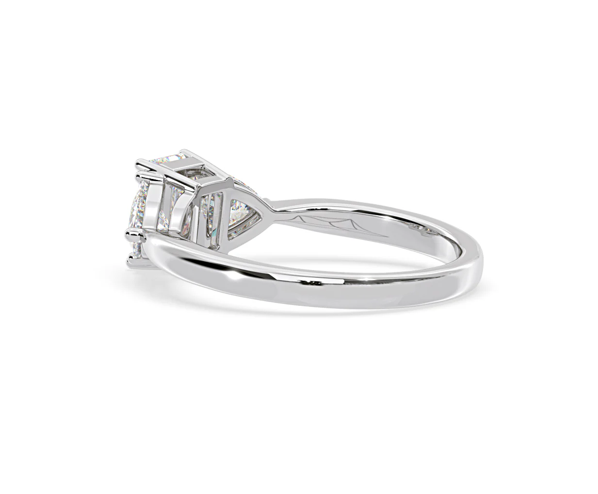Aurora Lab Diamond Emerald Cut and Trillion1.70ct Ring in 18K White Gold F/VS1 - Image 115