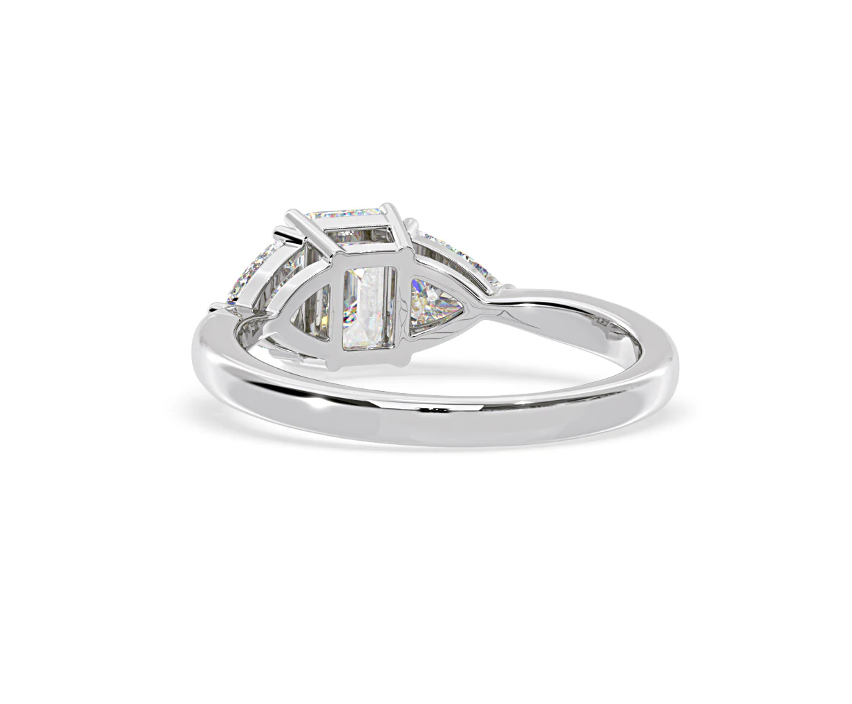 Aurora Lab Diamond Emerald Cut and Trillion1.70ct Ring in 18K White Gold F/VS1 - Image 122