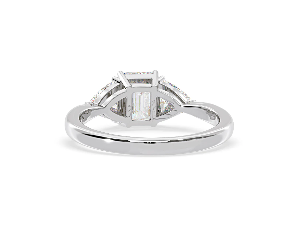Aurora Lab Diamond Emerald Cut and Trillion1.70ct Ring in 18K White Gold F/VS1 - Image 125