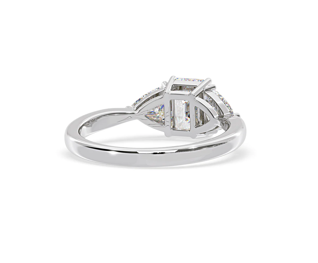 Aurora Lab Diamond Emerald Cut and Trillion1.70ct Ring in 18K White Gold F/VS1 - Image 131
