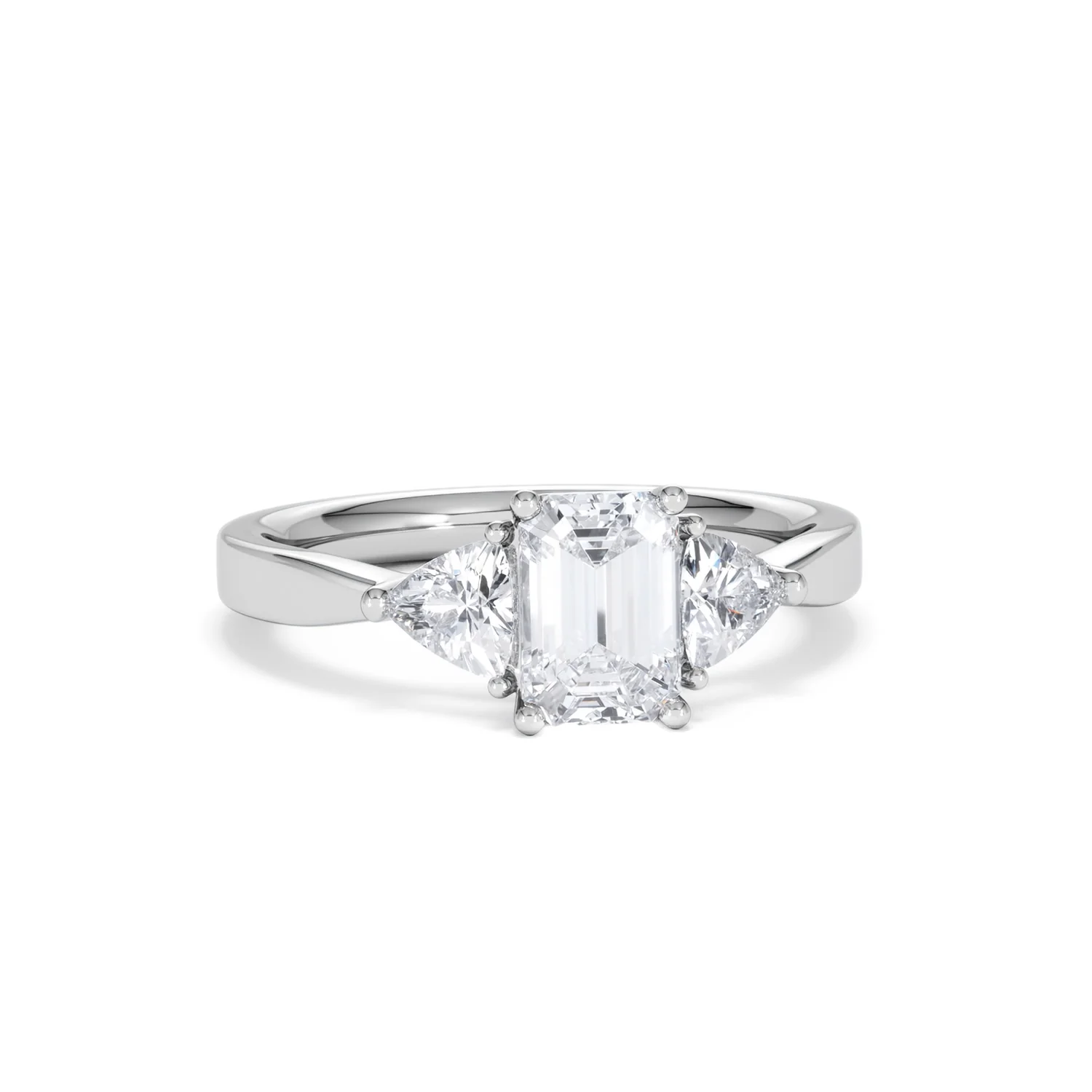 Aurora Lab Diamond Emerald Cut and Trillion1.70ct Ring in 18K White Gold F/VS1 - Image 14