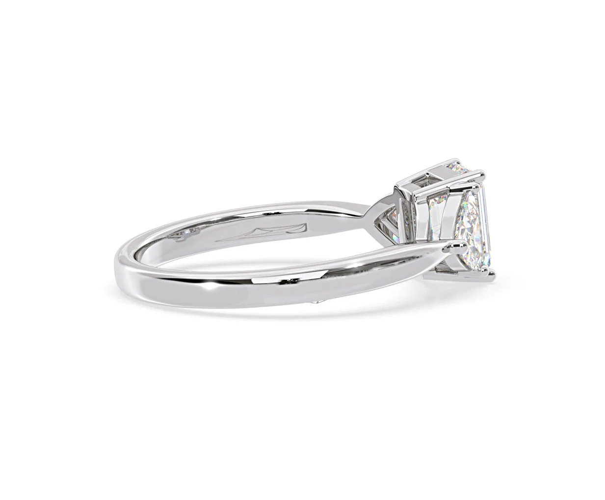 Aurora Lab Diamond Emerald Cut and Trillion1.70ct Ring in 18K White Gold F/VS1 - Image 142