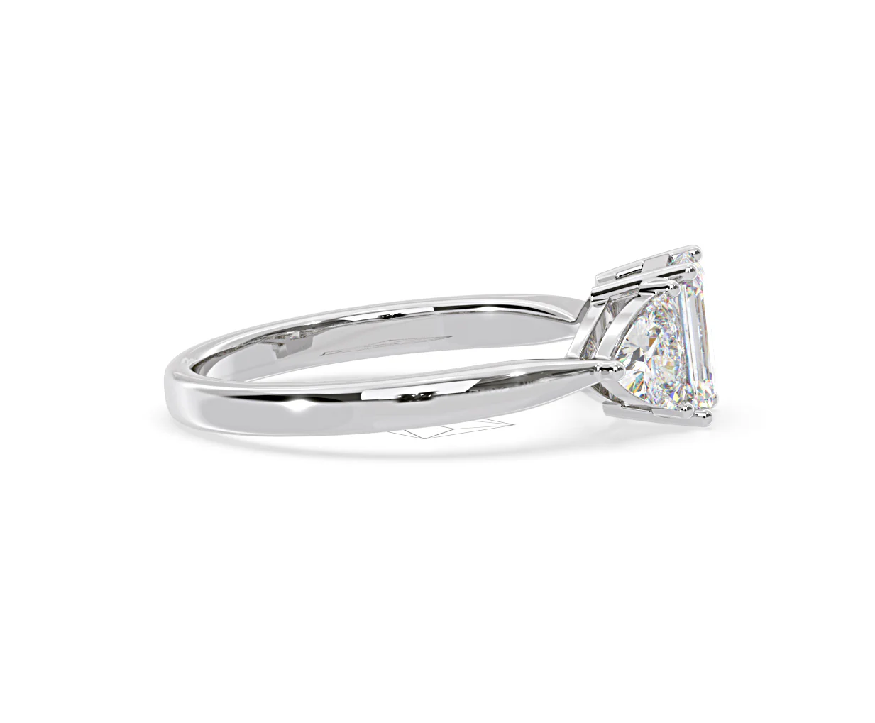 Aurora Lab Diamond Emerald Cut and Trillion1.70ct Ring in 18K White Gold F/VS1 - Image 147