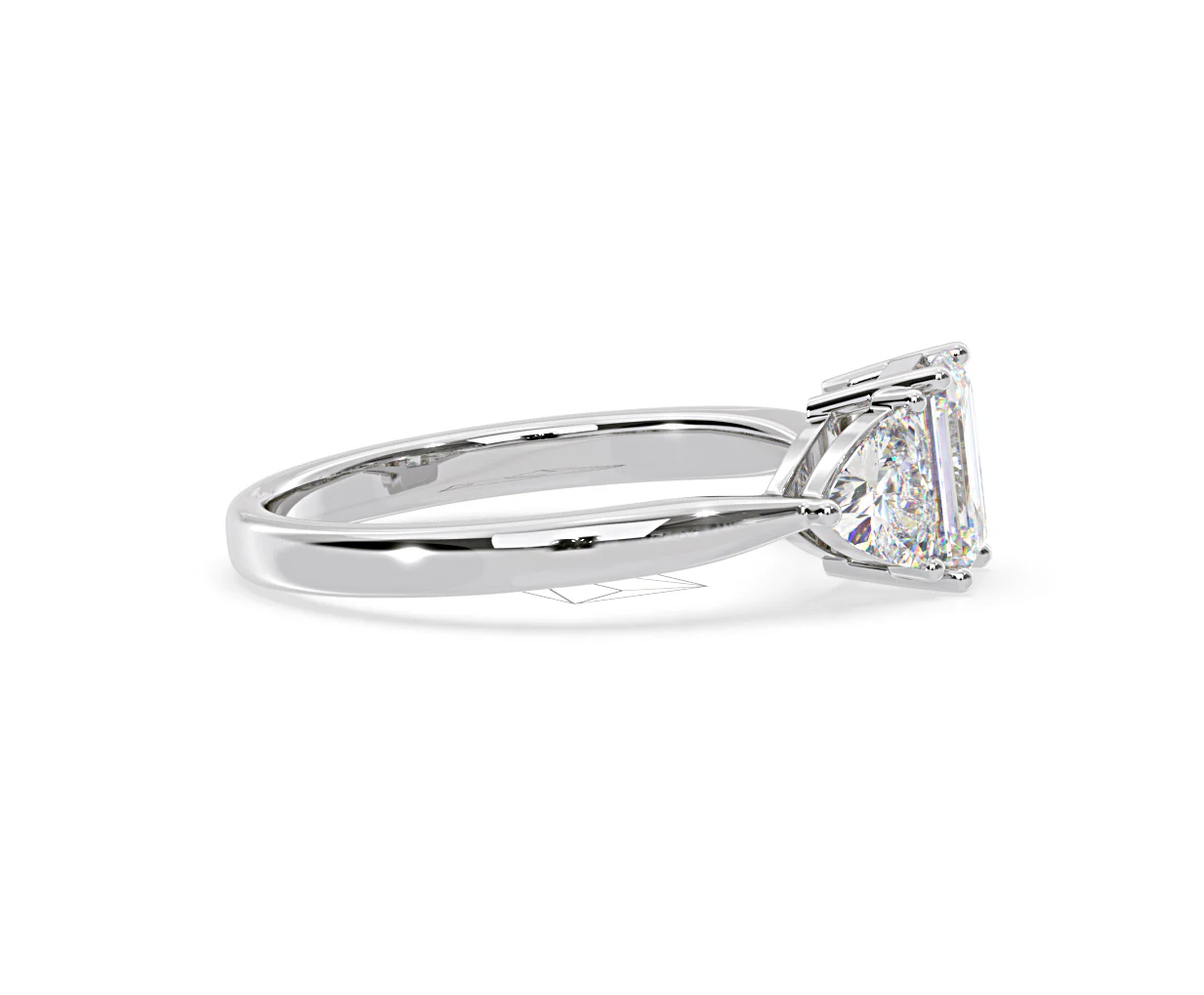 Aurora Lab Diamond Emerald Cut and Trillion1.70ct Ring in 18K White Gold F/VS1 - Image 148