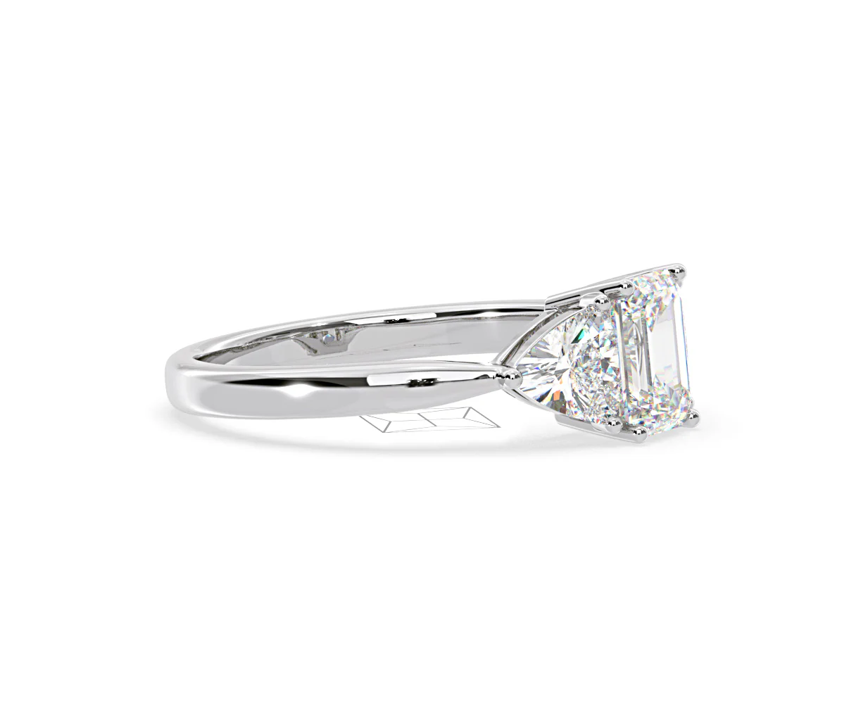 Aurora Lab Diamond Emerald Cut and Trillion1.70ct Ring in 18K White Gold F/VS1 - Image 153