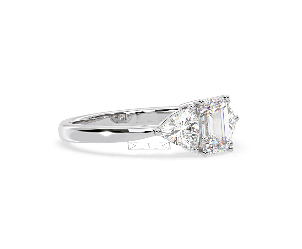 Aurora Lab Diamond Emerald Cut and Trillion1.70ct Ring in 18K White Gold F/VS1 - Image 156