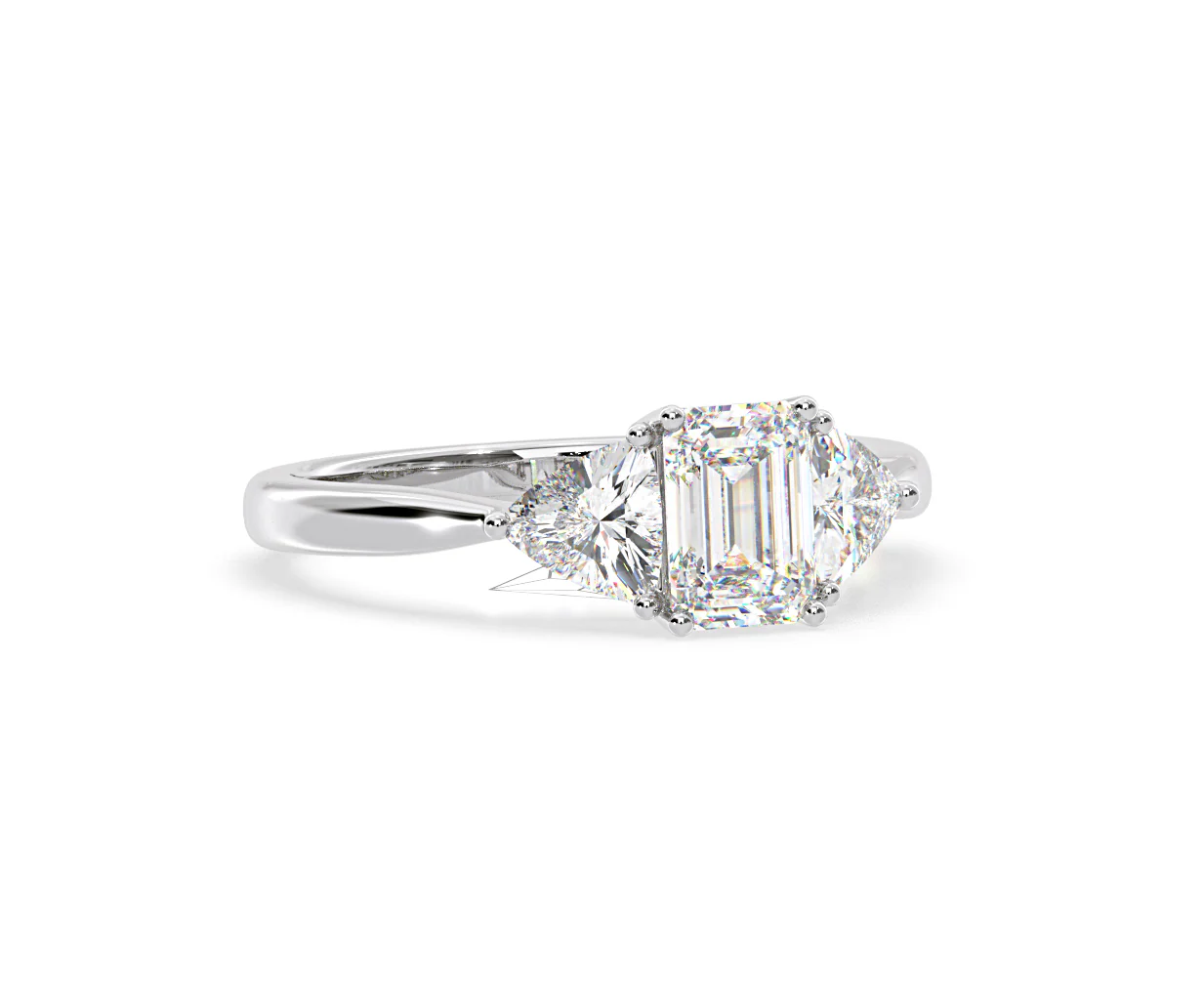 Aurora Lab Diamond Emerald Cut and Trillion1.70ct Ring in 18K White Gold F/VS1 - Image 161