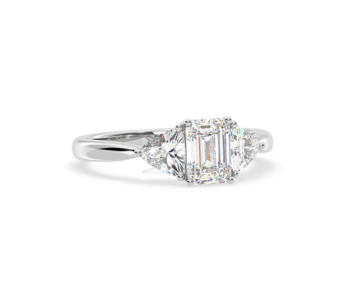 Aurora Lab Diamond Emerald Cut and Trillion1.70ct Ring in 18K White Gold F/VS1 - Image 162
