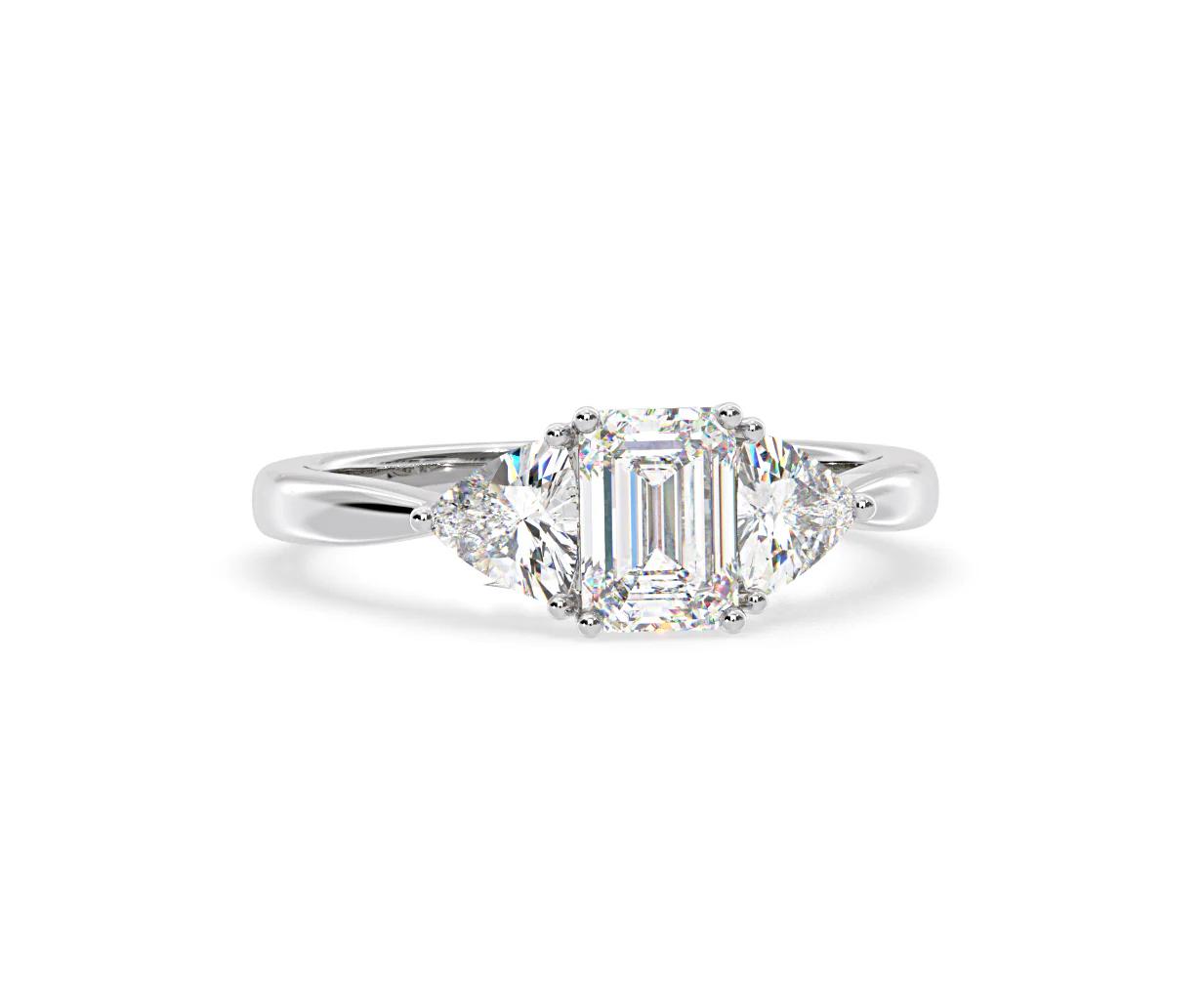 Aurora Lab Diamond Emerald Cut and Trillion1.70ct Ring in 18K White Gold F/VS1 - Image 164