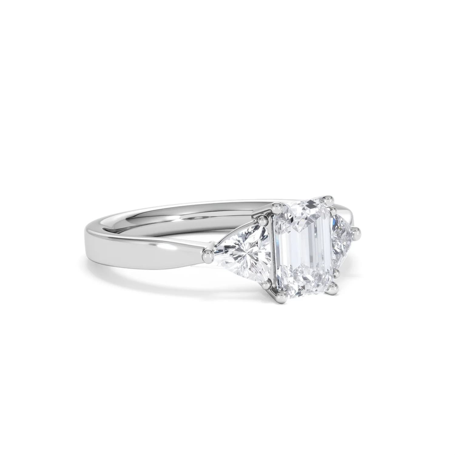 Aurora Lab Diamond Emerald Cut and Trillion1.70ct Ring in 18K White Gold F/VS1 - Image 19
