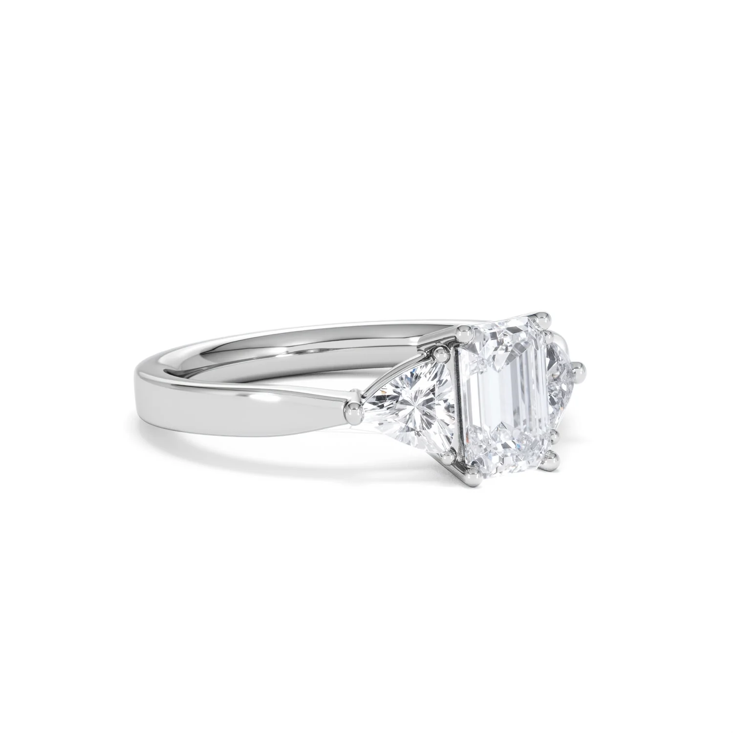 Aurora Lab Diamond Emerald Cut and Trillion1.70ct Ring in 18K White Gold F/VS1 - Image 20