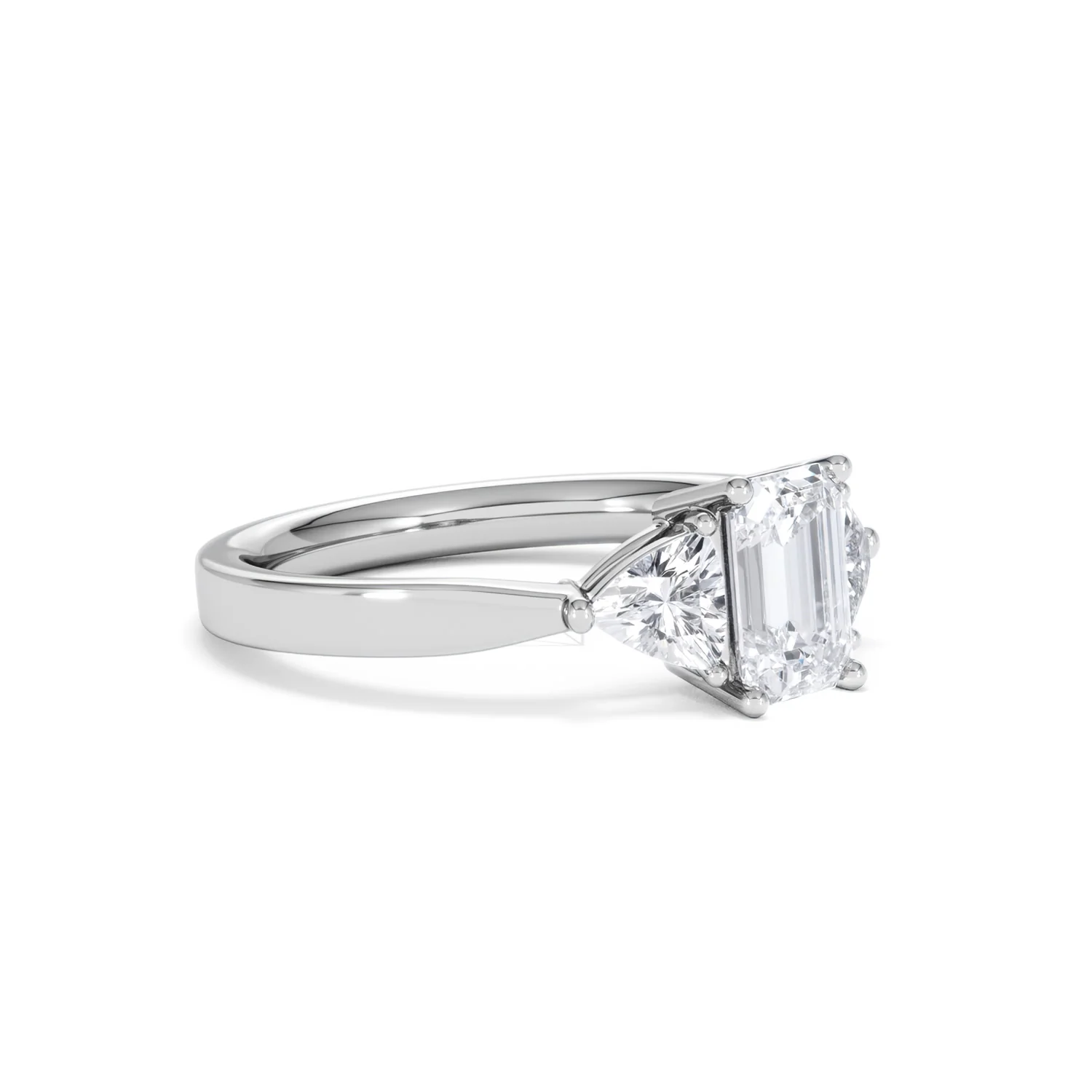 Aurora Lab Diamond Emerald Cut and Trillion1.70ct Ring in 18K White Gold F/VS1 - Image 22