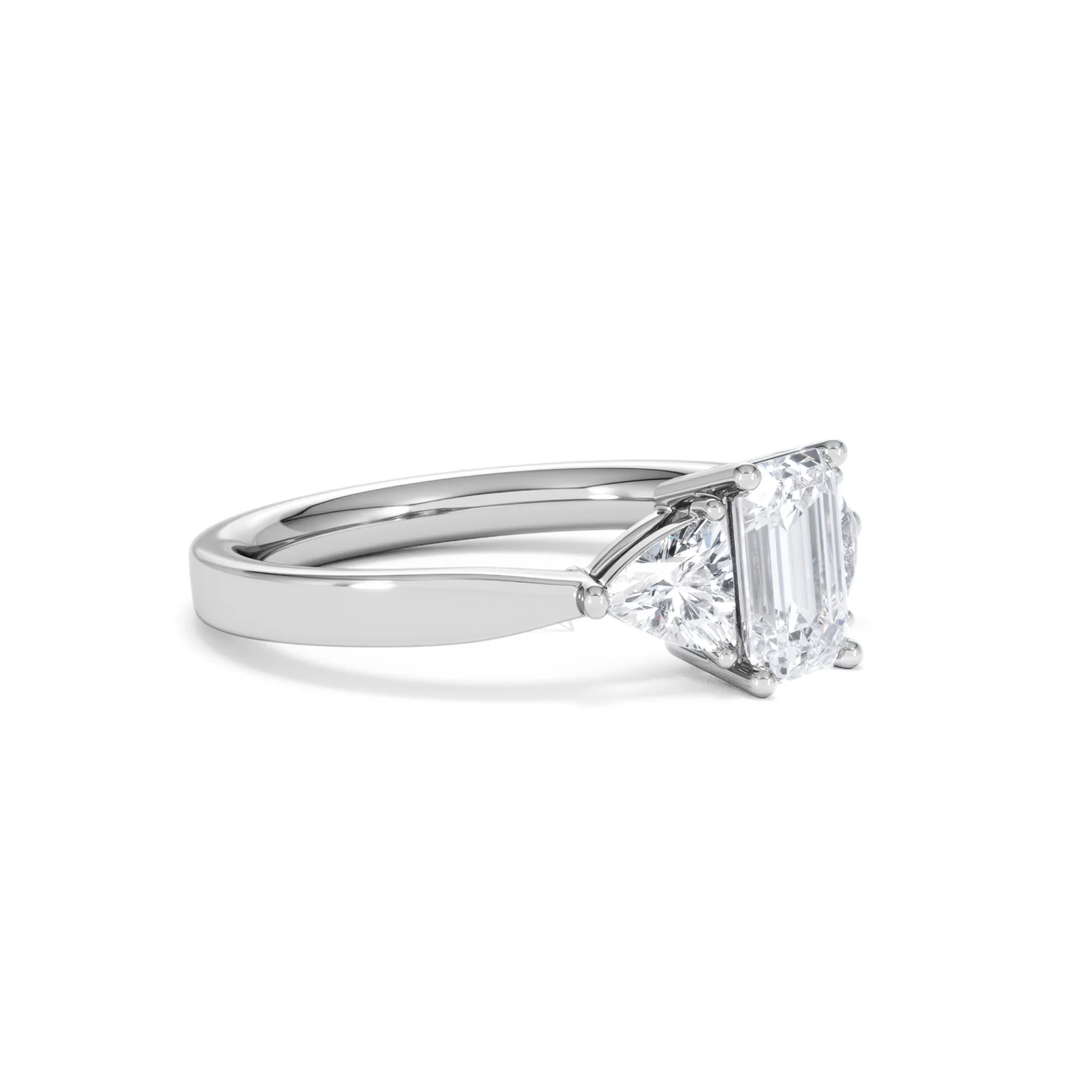Aurora Lab Diamond Emerald Cut and Trillion1.70ct Ring in 18K White Gold F/VS1 - Image 23