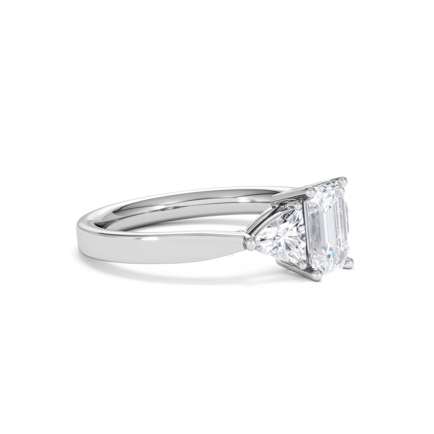 Aurora Lab Diamond Emerald Cut and Trillion1.70ct Ring in 18K White Gold F/VS1 - Image 24