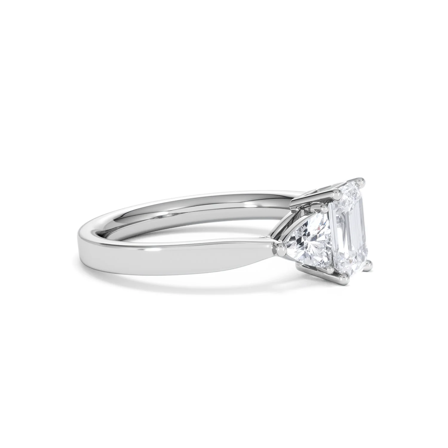 Aurora Lab Diamond Emerald Cut and Trillion1.70ct Ring in 18K White Gold F/VS1 - Image 26