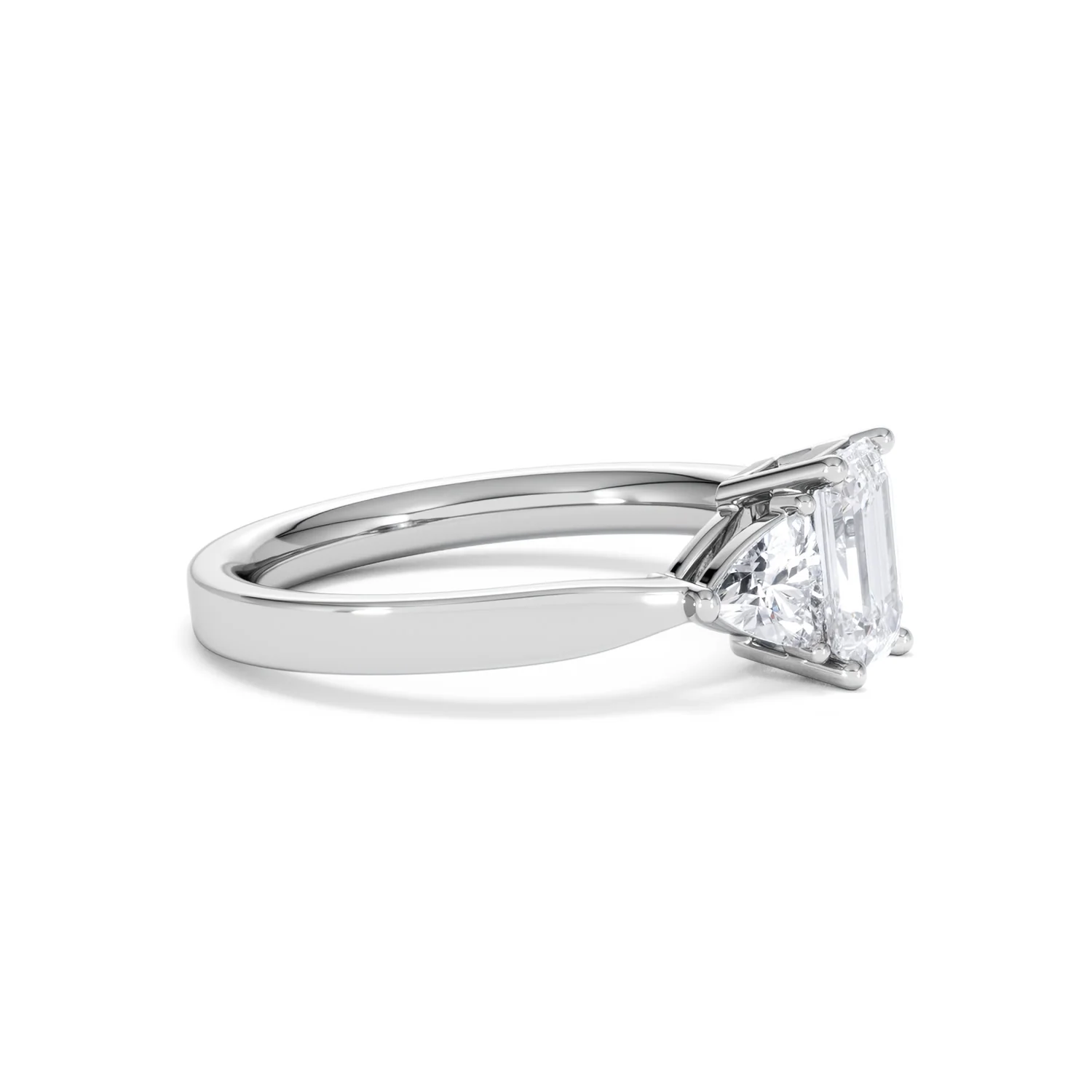 Aurora Lab Diamond Emerald Cut and Trillion1.70ct Ring in 18K White Gold F/VS1 - Image 27