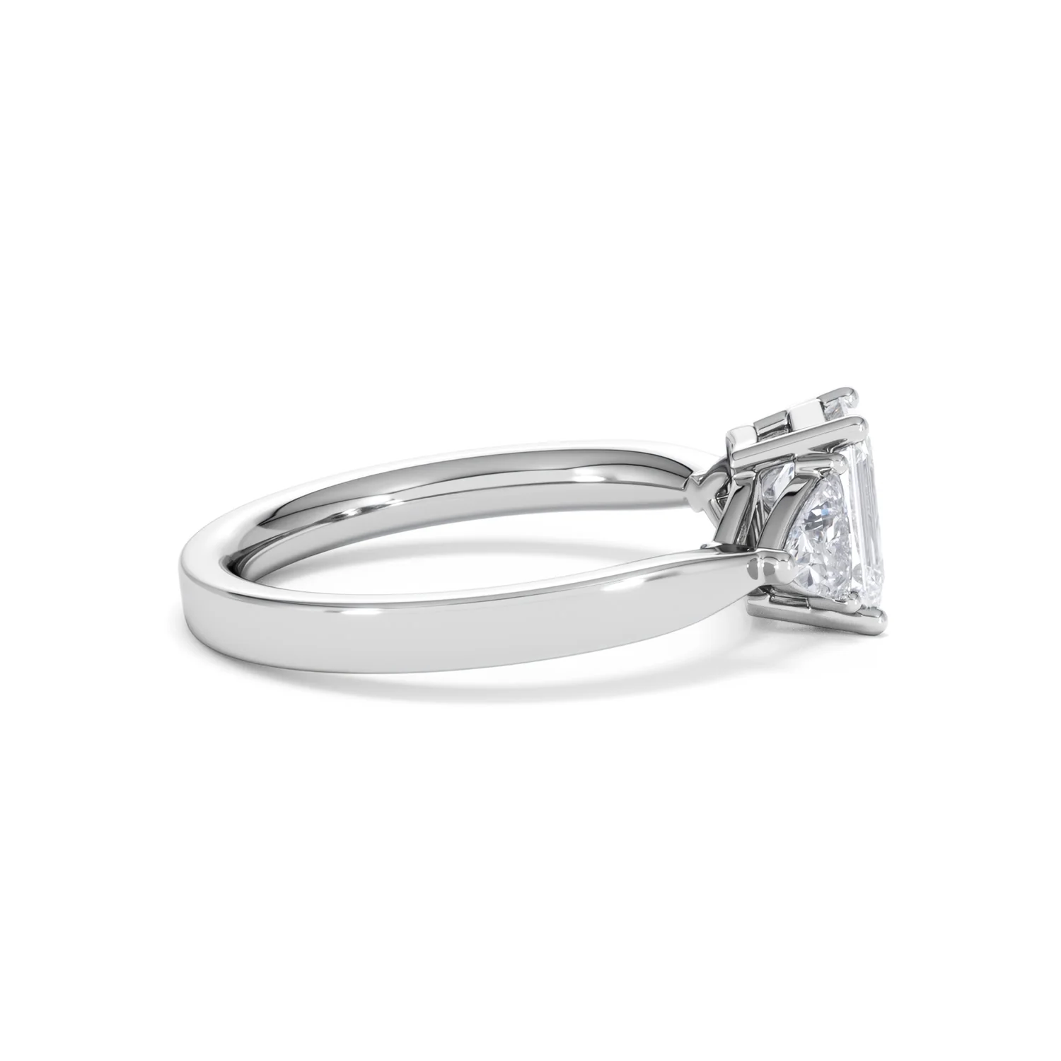 Aurora Lab Diamond Emerald Cut and Trillion1.70ct Ring in 18K White Gold F/VS1 - Image 32