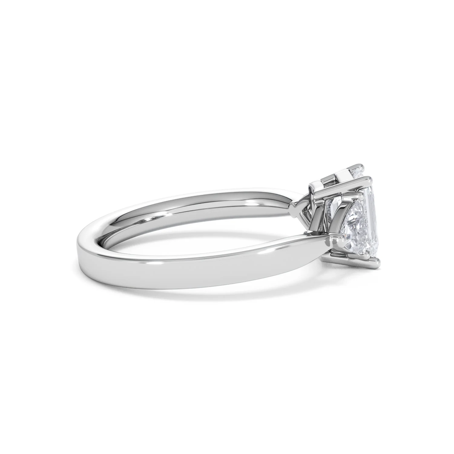 Aurora Lab Diamond Emerald Cut and Trillion1.70ct Ring in 18K White Gold F/VS1 - Image 33