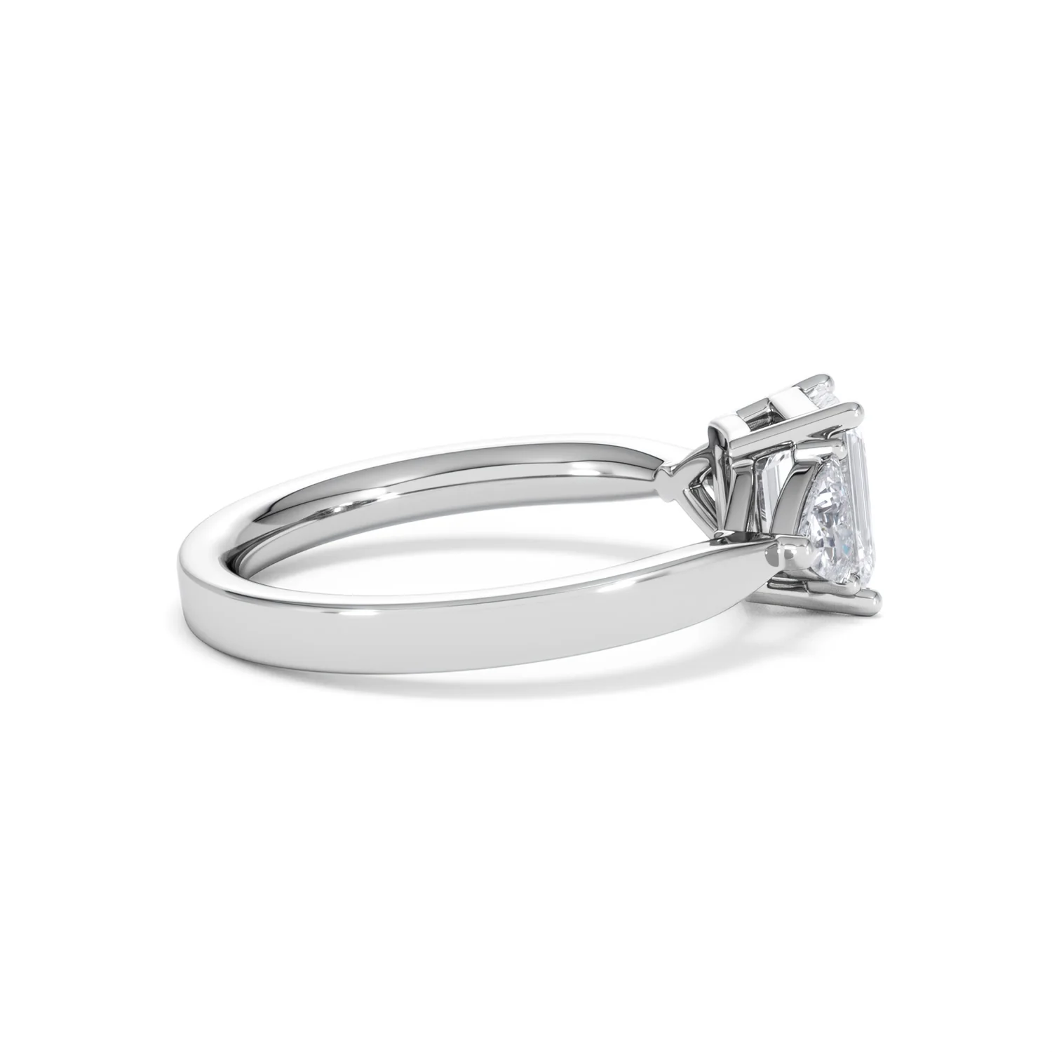 Aurora Lab Diamond Emerald Cut and Trillion1.70ct Ring in 18K White Gold F/VS1 - Image 34